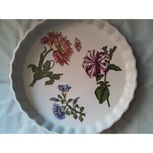 Cordon Bleu Porcelain Pie Quiche Tart  Baking Dish Flower Design 10”